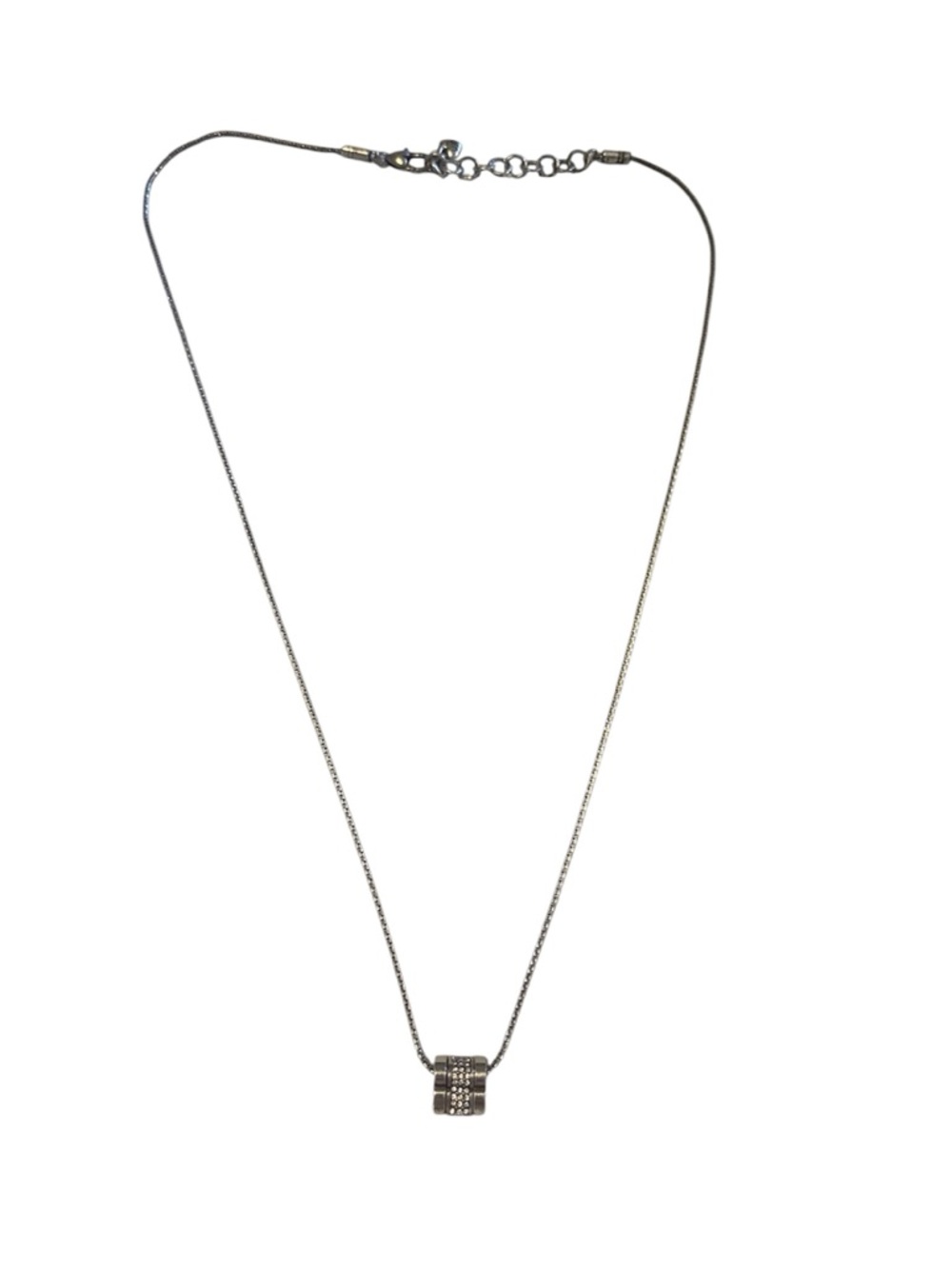 Brighton Toledo Tres Trio Three Crystal Silver Charm Necklace